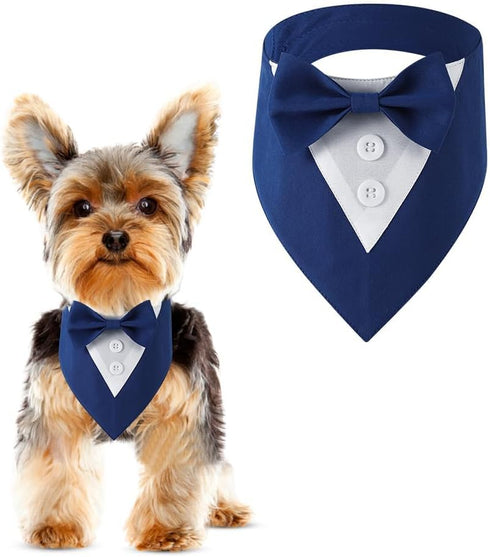 Dog Wedding Bandana, Formal Dog Tuxedo Adjustable Pet Collar with Bow, Small, Medium and Large Dog Wedding Clothing, Birthday Gifts for Dogs (Medi...