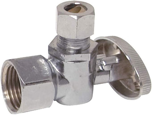 Eastman 1/2 inch FIP x 1/4 inch OD Compression Quarter Turn Angle Stop Valve, Brass Plumbing Fitting, Chrome, 10732LF...