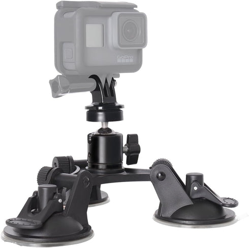 Super Triple Suction Cups Action Camera Car Mount Sports Camcorder Vehicle Windsheild Holder for GoPro Insta360 DJI Akaso...