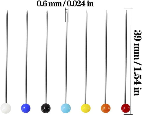 1000PCS Sewing Pins, Multicolor Straight Pins, Pearlized Ball Head Quilting Pins Long 1.5 inch for Fabric DIY Sewing Pins Crafts...