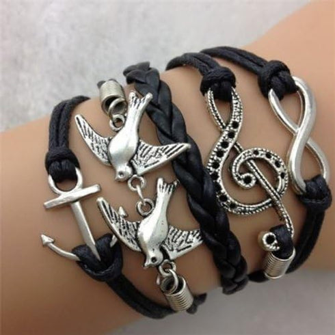 16pcs Handmade Braided Multi Layers Vintage Woven Rope Woven Leather Alloy Owl Infinity Wrap Bangle Bracelets by OUR SUPER DEALS...