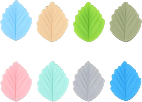 8pcs Knitting Needle Stoppers, Cute Leaf-Shaped Knitting Needle Protectors End Caps Point 8 Colors Silicone Knitting Needle Stitch Tips Stoppers S...