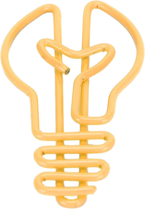 100Pcs Light Bulb Paper Clips Metal Special Shaped Paperclip with Storage Box Page Markers for School Office Supplies (Yellow)...