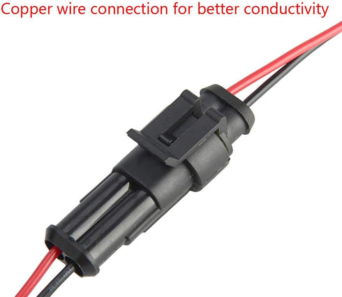 ESUPPORT 2 Pin Way Car Auto Waterproof Electrical Connector Plug Socket Kit with Wire AWG Gauge Marine Pack of 10...