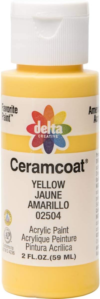 Delta Creative Ceramcoat Acrylic Paint in Assorted Colors (2 oz), 2504, Yellow...