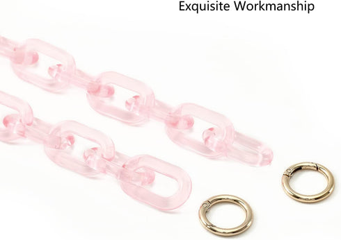 Yichain Chunky Acrylic Purse Strap Bag Chain Handle Replacement,Handbag Purse Making Accessory Decoration (Pink)...