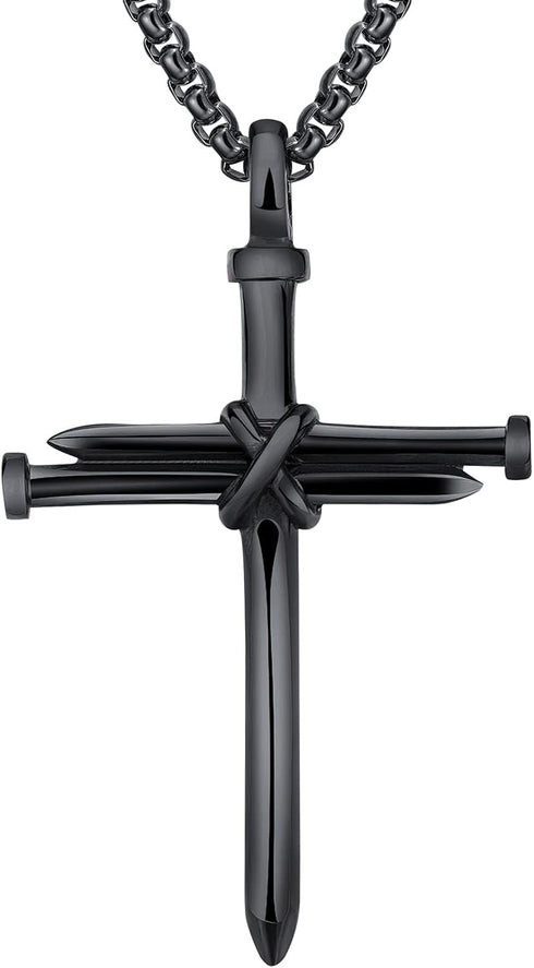 Isaiah 41:7 Nail Cross for Car Rearview Mirror Hanging Accessories Pendant Cross Necklace for Men Women Car Charm Cross Hanging Ornament Decor Chr...