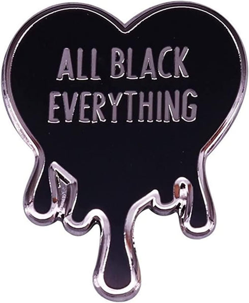 All Black Everything Heart Brooch Black Magic Words Badge Enamel Lapel Pin DIY Clothes Schoolbag Decoration Club Party Lover Girls Women Gift...