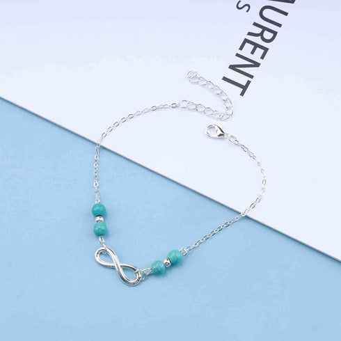Bohemian Infinity Turquoise Anklets Silver Figure Eight Infinity Ankle Bracelet Eternal Anklets Chain Bracelets Turquoise Ankle Chain Friendship F...