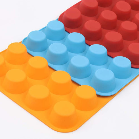 Silicone Muffin Pan, Cupcake Pan, 24 Cups, Food Grade Egg Muffin Baking Silicone Molds, Non-stick, 3 Pcs...
