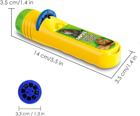 Animal Torch and Projector with 3 Discs 24 Images, Kids Torch for Boys, Animal Toys Small Gifts for Children, Cool Present for Toddler Age 3 4 5 6...