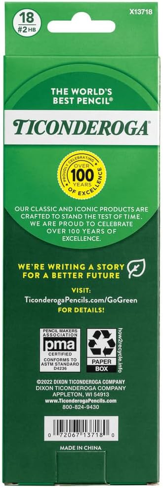 Ticonderoga Wood-Cased Pencils, Pre-Sharpened, 2 HB Soft, Pastel Colors, 18 Count...