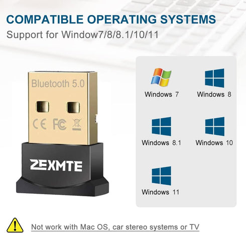 ZEXMTE USB Bluetooth Adapter for PC, 5.0 Bluetooth Dongle Receiver,Bluetooth Adapter for PC Windows 11/10/8/7 for Desktop, Laptop, Mouse, Keyboard...