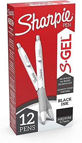 SHARPIE S-Gel Medium Black Gel Pens, 12 Count...