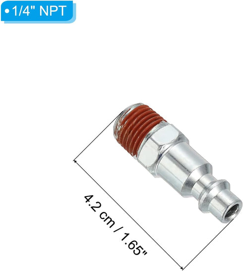PATIKIL 1/4" Male Industrial Air Plug, 6Pcs Pneumatic Plugs for Automotive Industry Air Compressors Mechanical Engineering, Silver...