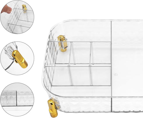 Makeup Organizer Tray, Cosmetic Display Case with 6 Compartments, Lipgloss Organizer, Makeup Display Tray Case, Ideal for Desk and Dresser Counter...