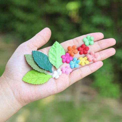200 Pcs Handmade Mixed Mulberry Paper flowers Petals and Leaves Scrapbooking Wedding DIY Craft Supplies Card (10 Colors Flowers/Green Tone Leaves)...