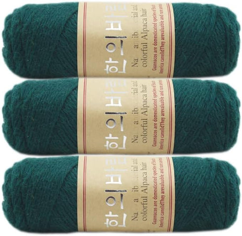 3 Balls Thick Warm Alpaca Wool Mink Cashmere Knitting Yarn for Crocheting Hand-Woven 300g (Light Blackish Green)...