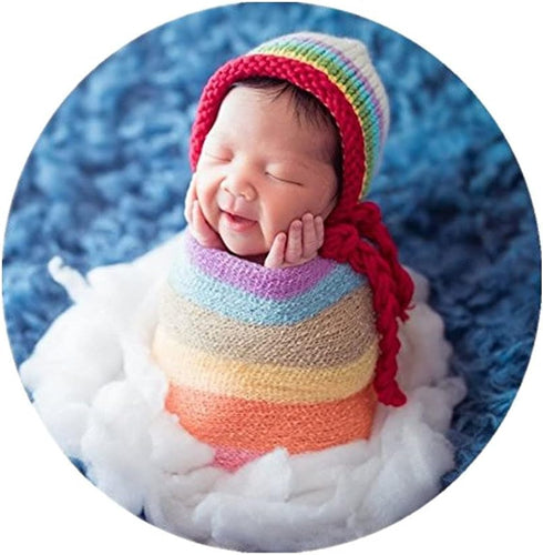 Coberllus Newborn Baby Photo Props Wrap Cloth Blanket Swaddle for Boys Girls Photography Shoot (Rainbow)...