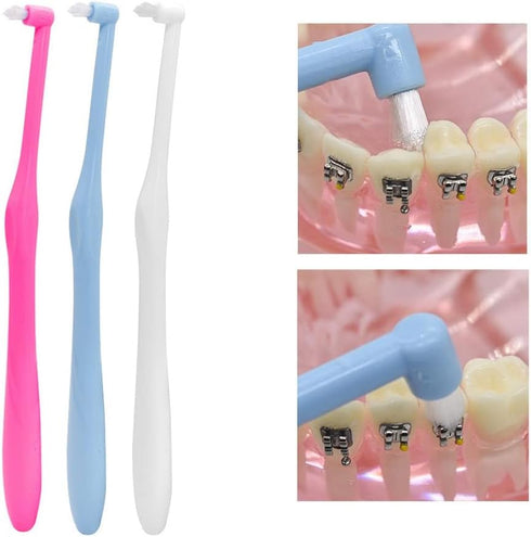 6 Pcs Tuft Toothbrushes Tufted Brush Slim Teeth Brush for Teeth Detail Cleaning and Braces Clean Soft and Compact Trim Tooth Toothbrush Rose Red B...