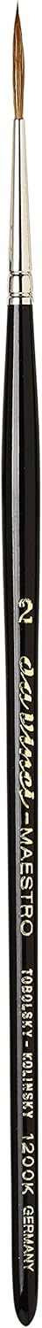 da Vinci Watercolor Series 1200k Maestro Paint Brush, Medium Needle Liner/Rigger Kolinsky Red Sable, Size 2 (1200K-02)...
