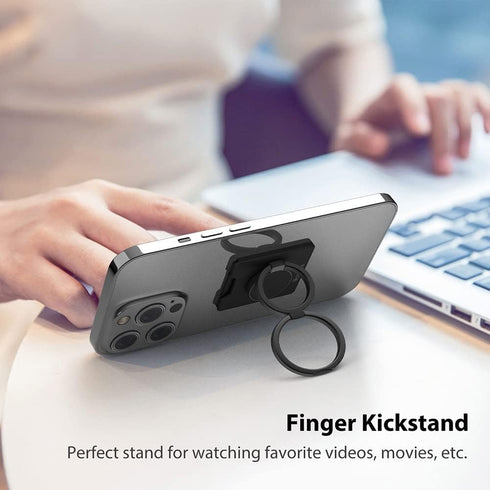 Phone Ring Holder, Phone Grip Finger Kickstand Wireless Charging Friendly, 360°Rotation Metal Phone Ring Grip Stand Work with Magnetic Car Mount f...