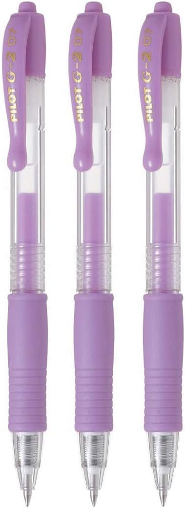 PILOT G2 Retractable Pastel Gel Ink Rollerball Pens, Fine Point 0.7mm, Purple, 3 Count...