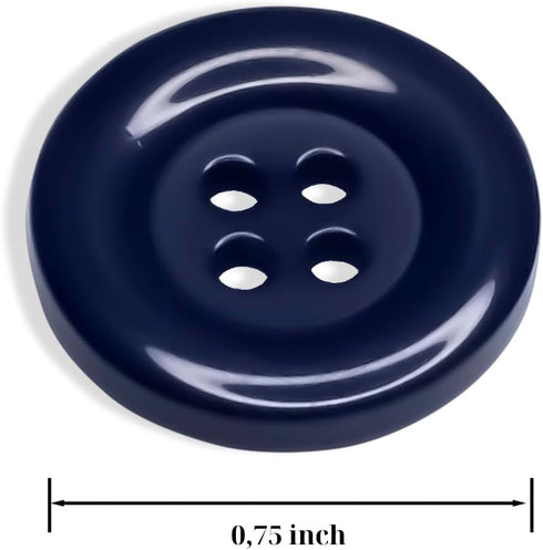 Pack of 12 Navy Sewing Buttons 0.75 inch Crafts Buttons 4 Hole Round Buttons 30L Uniform Buttons Plastic Navy Buttons Crafts Buttons Design Button...