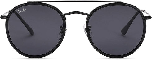 Pro Acme Double Bridge Round Sunglasses for Women Men 100% Crystal Real Glass Lens Retro UV400 Protection...