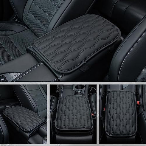 Amiss Auto Center Console Pad, Universal Waterproof Armrest Seat Box Cover, Car Interior Accessories, Leather Auto Armrest Cover Protector for Mos...