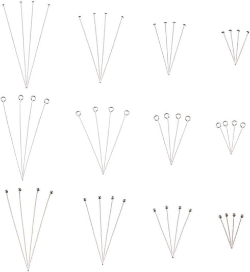 Fashewelry 720pcs Stainless Steel Open Eye Pins Flat Headpins Round Ball Point Head Pins 20-50mm Metal Wire Pins 4 Sizes for Jewelry Craft Making ...