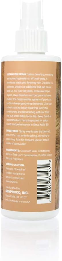 Anti-Static Detangler Dog Spray - Eliminates Static and Fly-Away Hair, All Natural Ingredients...