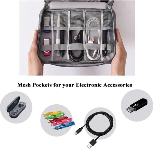Cable Organizer, Water-repellent Charger Organizer Travel Case, Electronic Accessory Bag with Removable Dividers (Grey)...