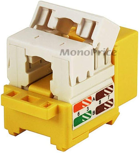 Monoprice Cat5e Punch Down Keystone Jack - For 22-24AWG Solid Wire, Yellow...