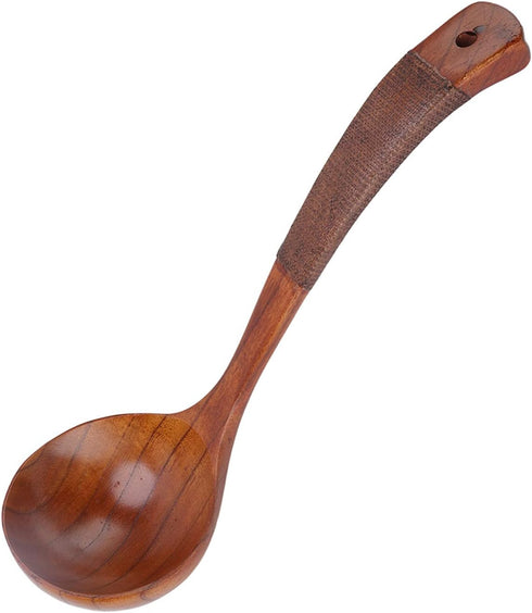 Wooden Spoon, Japanese Long Curved Handle Spoon Large Round Wooden Cooking Soup Spoon Kitchen Cookware(Type 1)...