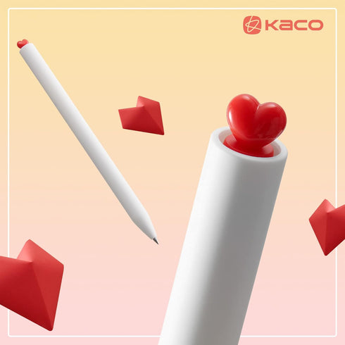 Kaco FIRST Gel Ink Pens, Pack of 2 Pieces Cute Stationery Heart Pen Set with Extra 4 Black Refills Quick Drying School Office Supplies Valentine's...