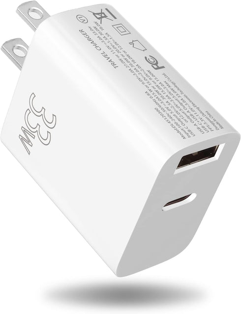 Dual USB C 33W Fast Wall Charger, Mini Block Power Brick Type C Wall Adapter Plug Qc3.0 for iPhone 13 12 11 Pro Max Xs Xr X, ipad Pro, Airpods Pro...