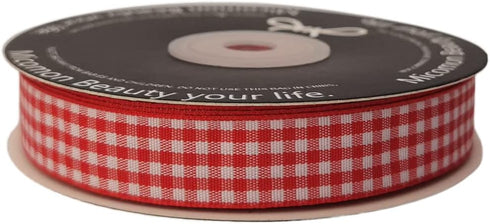 Red and White 100% Polyester Gingham Ribbon 25 Yards Each Roll (5/8", red)...