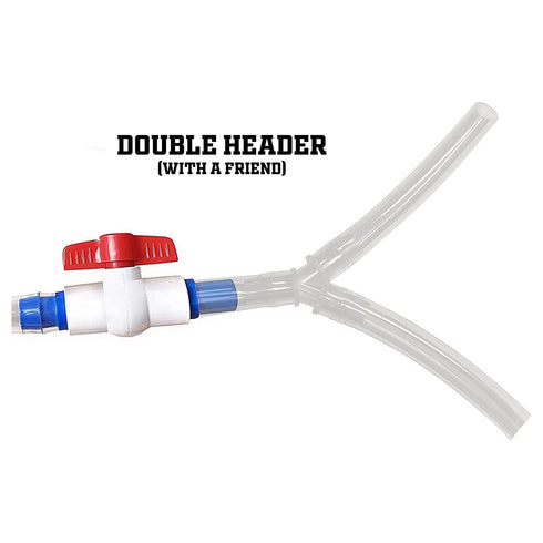 Beer Bong Tube and Funnel - with Valve, Optional Single or Double Header Y-Attachment, 5 Interchangeable Mouthpieces, Shotgun Keychain Tool - Kink...
