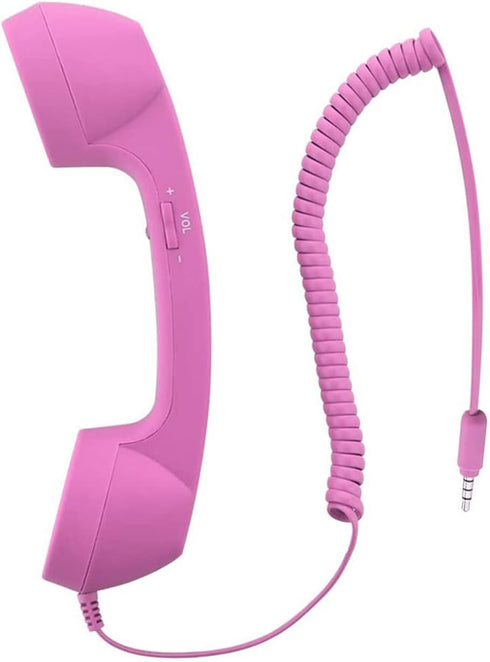 Retro 3.5mm Telephone Handset Cell Phone Receiver Mic Microphone Speaker for iPhone iPad Mobile Phones Cellphone Smartphone (Pink)...