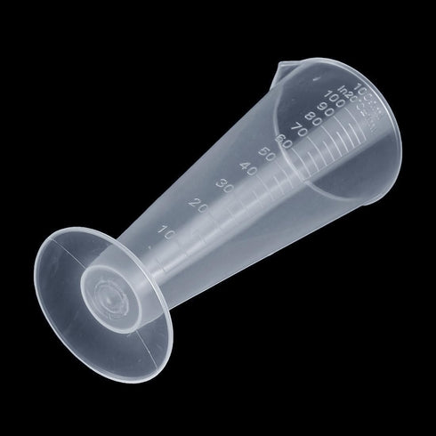 RUIAN Conical Measure Cup 100ml Capacity Cone Shape Translucent Plastic Labs Beaker with Pouring Spout 5ml Raised Graduations Round Base,2Pcs...