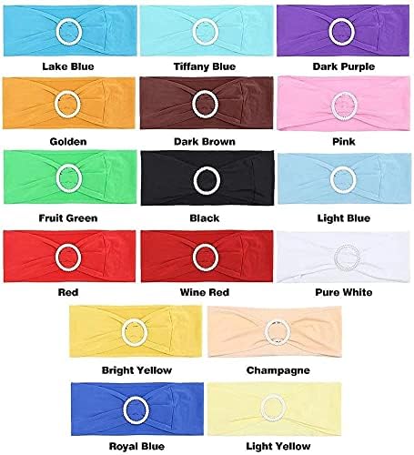 Tvoip 10PCS Chair Cover Stretch Band with Buckle Slider Sashes Bow Wedding Banquet Chair Decoration (Gold)...