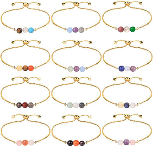 Fuqimanman2020 Zodiac Bead Bracelets Natural Stone Healing Gemstone Crystal Beaded Bracelets Horoscope Stretch Adjustable for Men, Women, Teens...