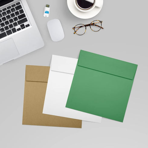 LUXPaper Square Invitation Envelopes | Peel & Press | 6 1/2" x 6 1/2" | Holiday Green | 80lb. Text | 50 Qty...