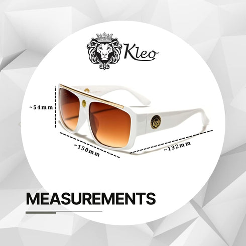 White & Gold Kleo Flat Top Hip Hop Rapper Retro Aviator Sunglasses w/ Brown Lenses...