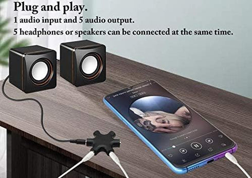 zdyCGTime Headphone Splitter, 3.5mm Stereo Audio Headset Adapter 3.5mm 6-Port Music Sharer, 3.5mm 6 Port Female Headphone Splitter Audio Connector...