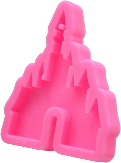 2 Pcs Castle Silicone Mold with Hole Castle Shaped Keychain Molds Chocolate Candy Cake Clay Baking Moulds and 10 Pieces Key Rings with Chain- Cast...