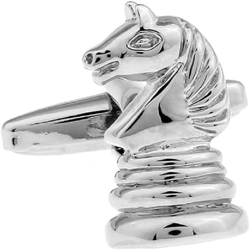 Chess Knight Pair Cufflinks in a Presentation Gift Box & Polishing Cloth...