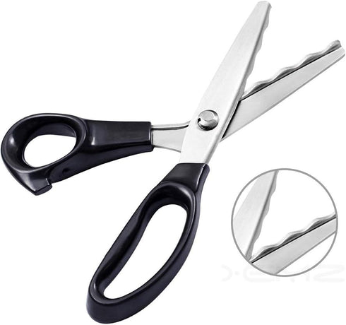 Dressmaking Sewing Craft Scissors, Professional Stainless Steel Pinking Shears Comfort Grip, Serrated & Scalloped Blades Cut Tailor Decorative Too...