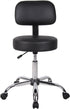Boss Office Products Be Well Medical Spa Stool with Back in Vinyl, Black...